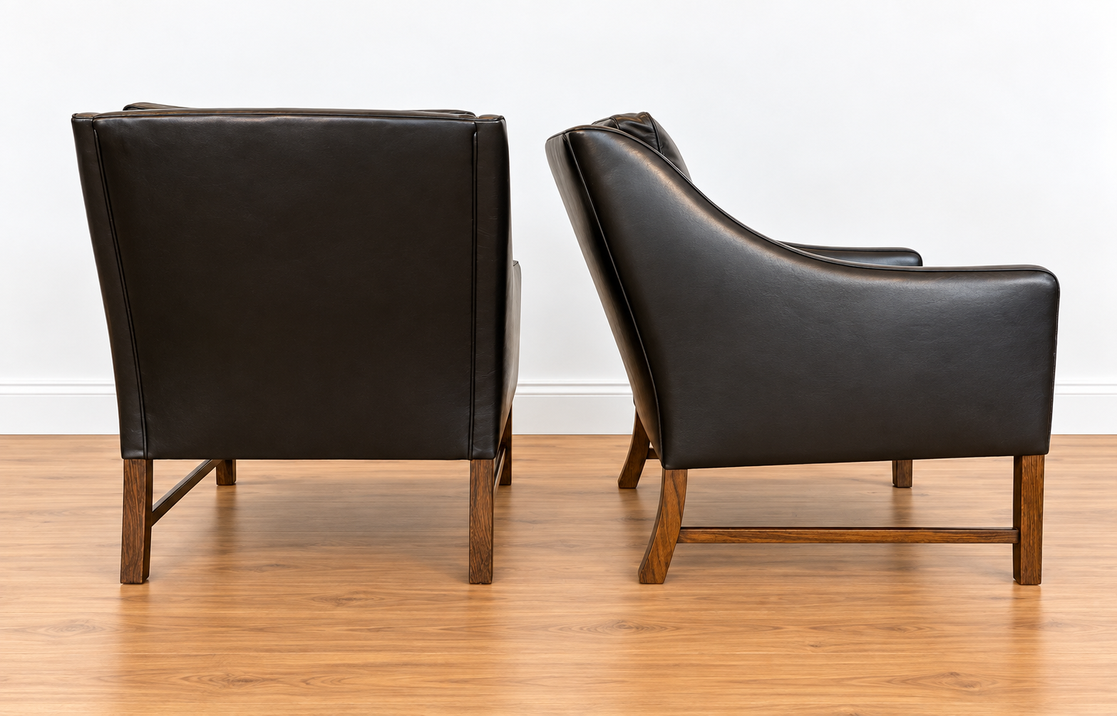 Fredrik Kayser mid-century leather & rosewood lounge chairs – brown leather