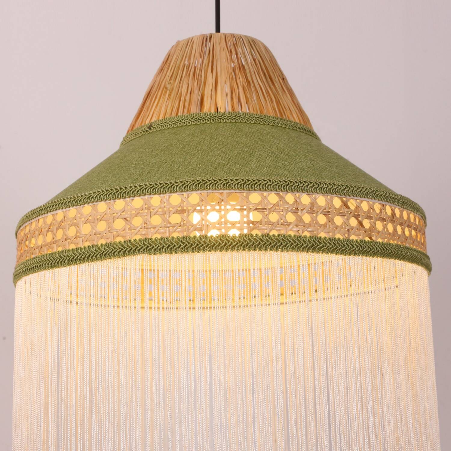 Natural Raffia Fabric Chandelier, Nursery Room Lighting, Pendant Lamp