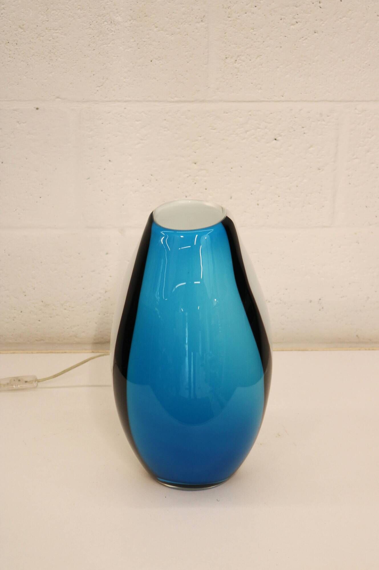 Eglo handblowed glass table lamp - Empori 87756 - Opaline and blue glass