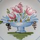 Plate with hand-painted flower bouquet on light blue background 25cm