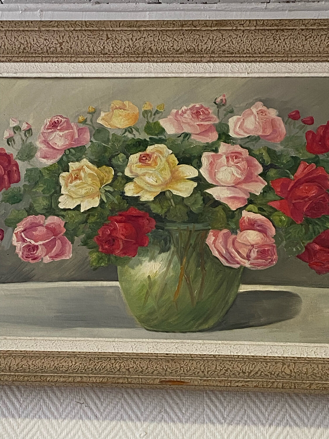 Painting vintage pink flowers