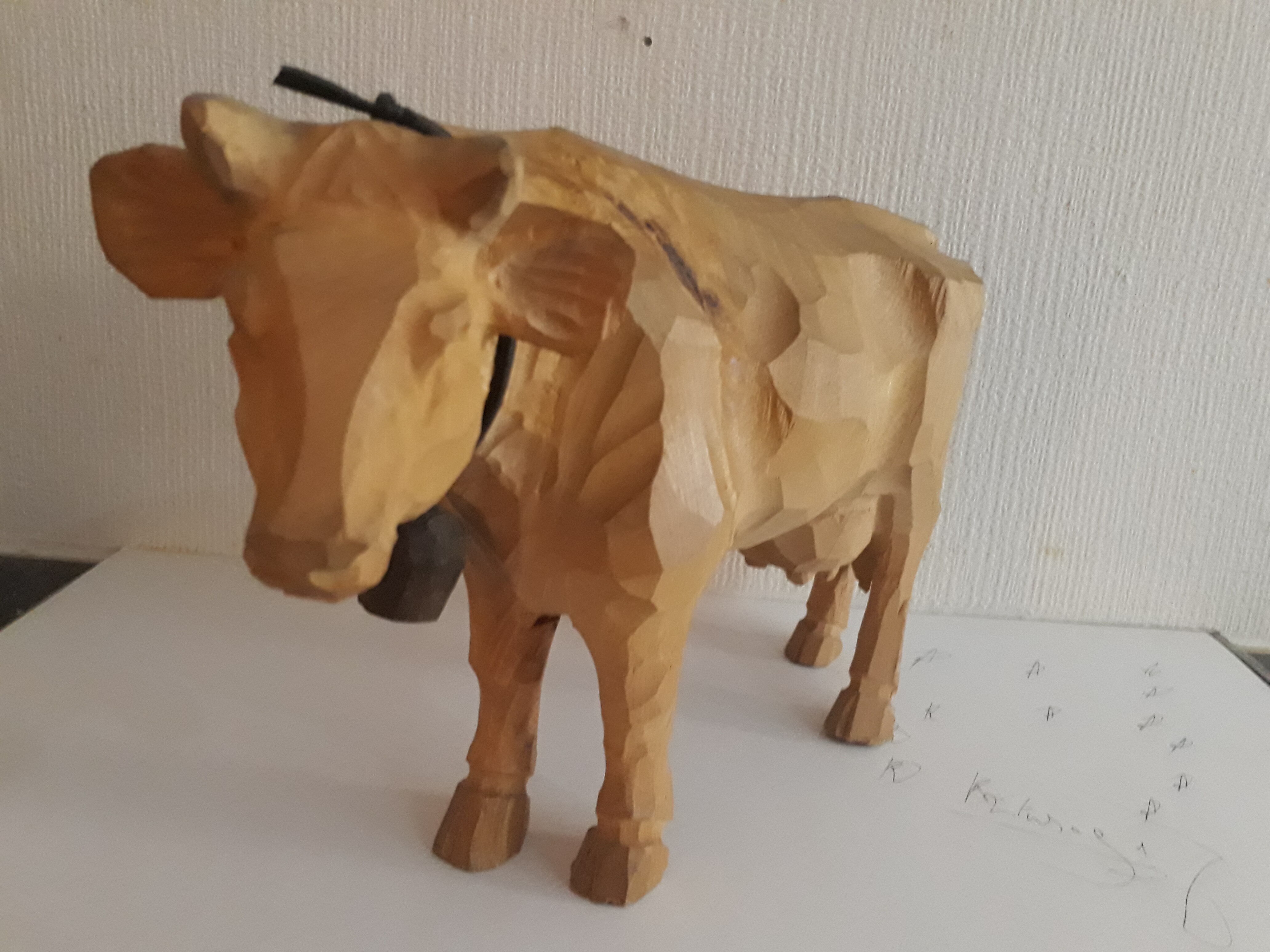 Carved wooden cow