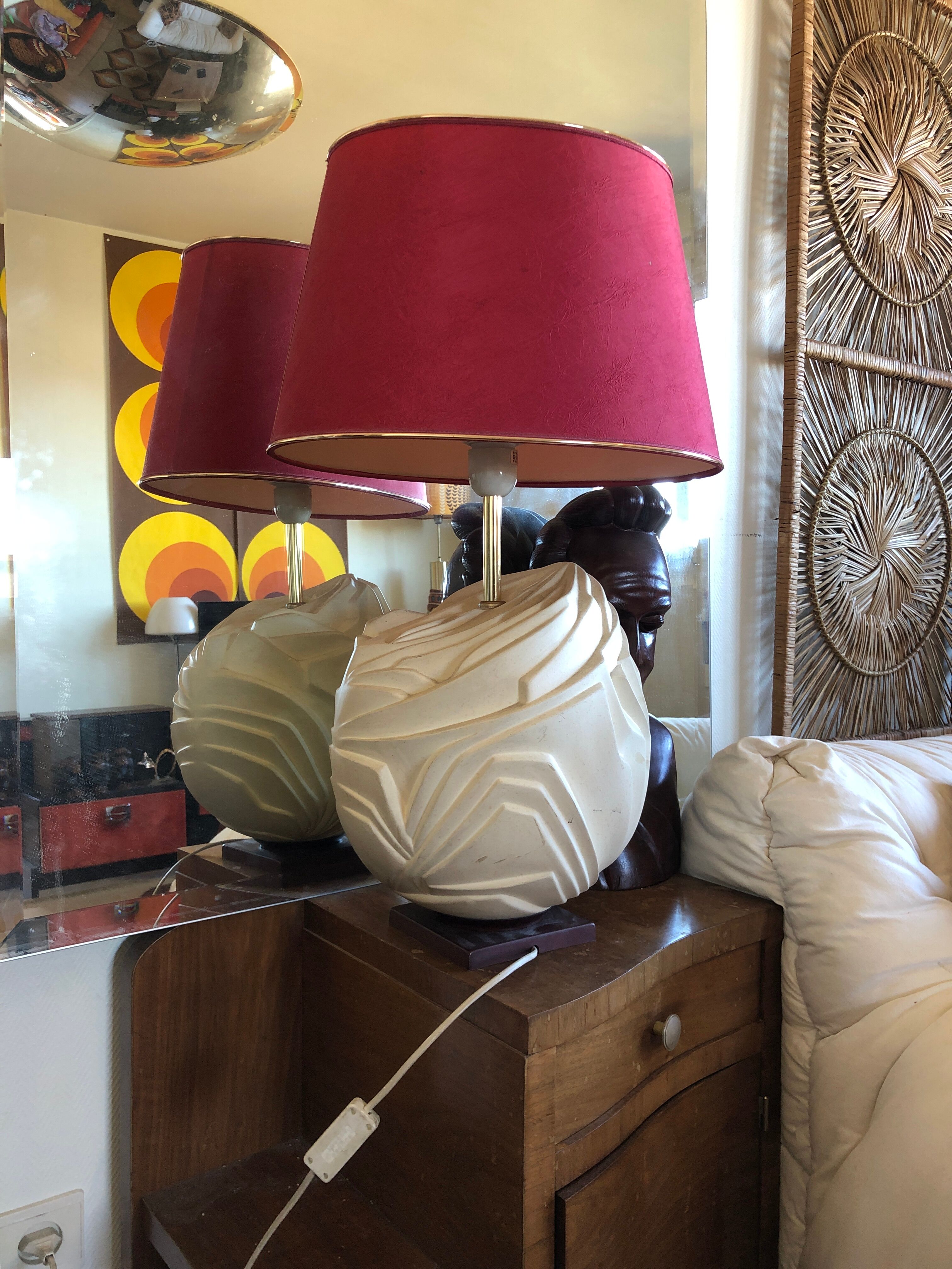 Lampe à poser design monteuse viva villa vintage céramique œuf strié