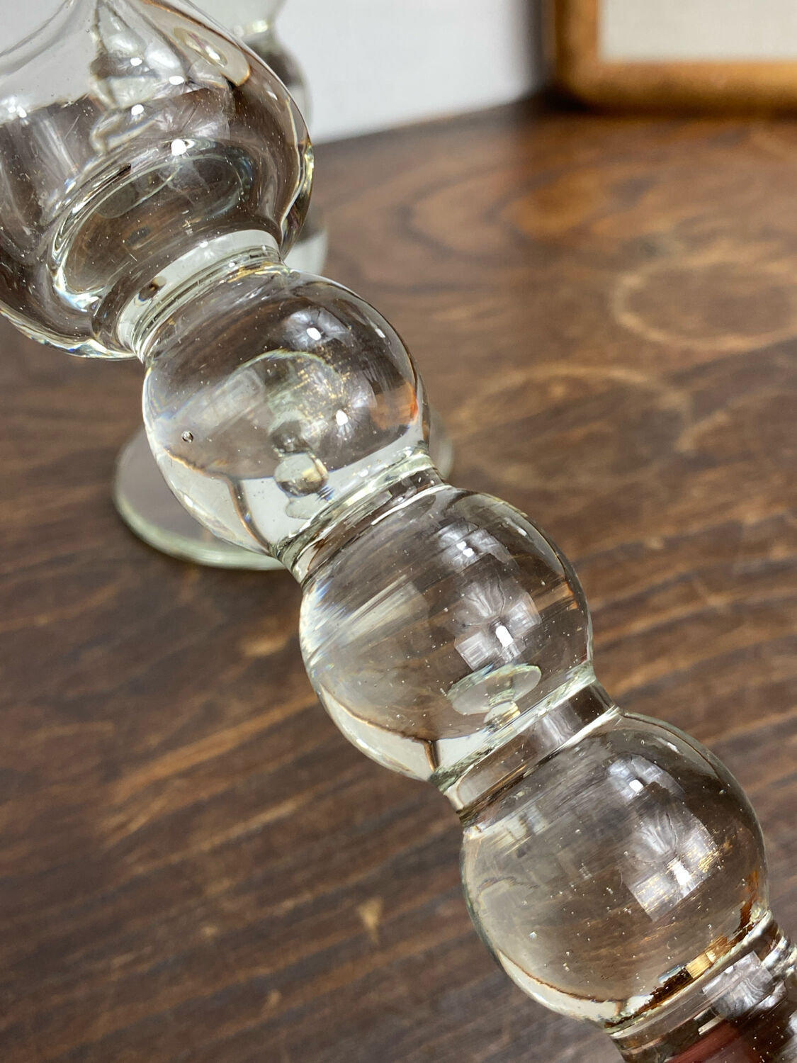 Pair of blown glass candlesticks