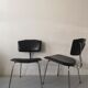 Pair of heaters design in black skai leather and metal, 1970
