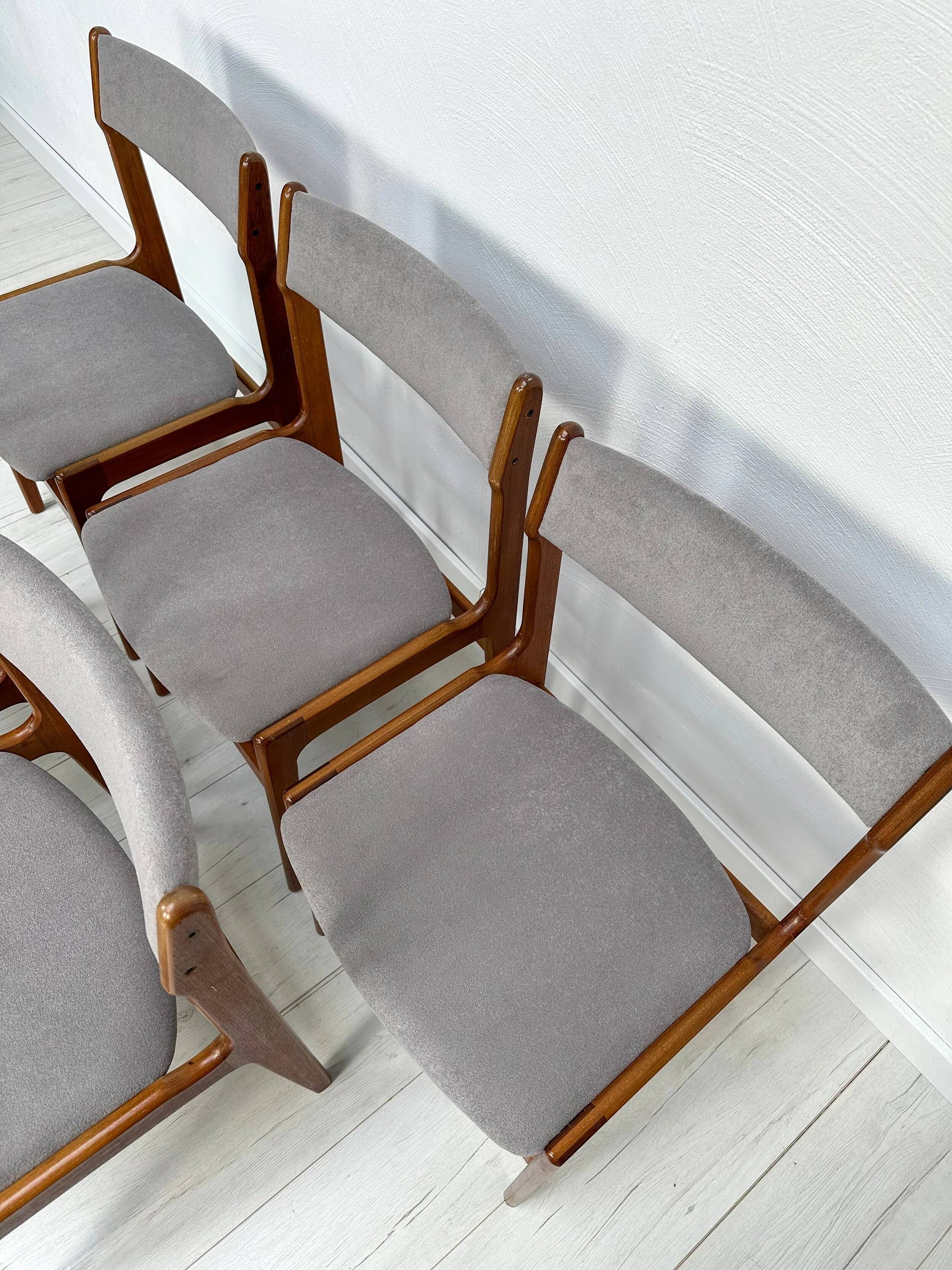 1960s Set of 6 Vintage Danish Teak Dining Chairs by Erik Buch