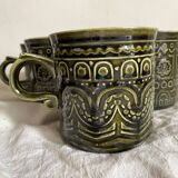 Khaki ceramic mugs England, 70s