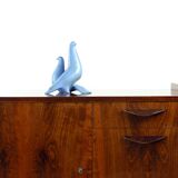 Sculpture en céramique de deux colombes bleues, Keramia, années 1960