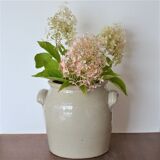 Medium-sized sandstone pot, gray glazed, two ears