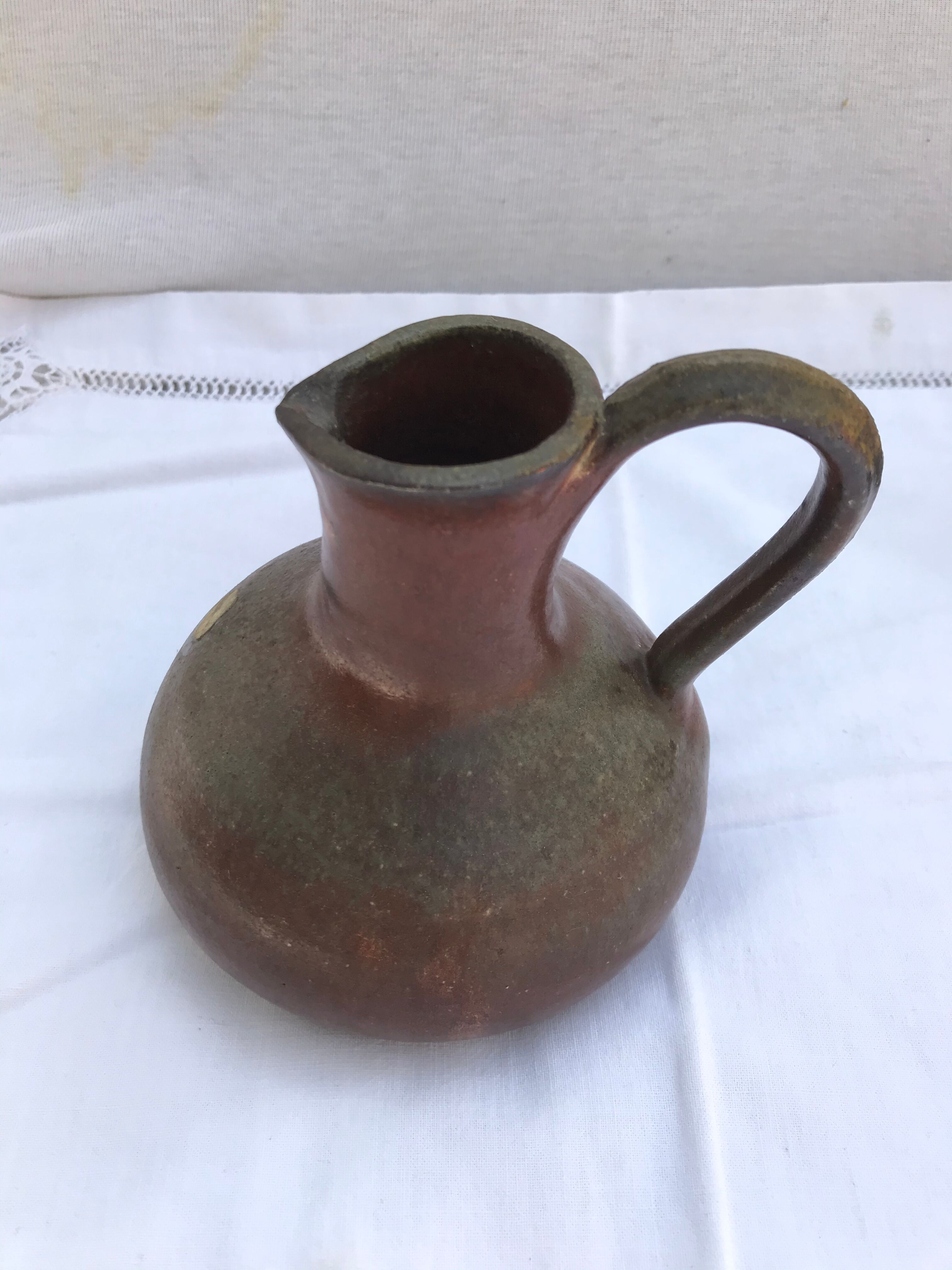 Pair old pitcher poceram cissin ouaga grey sandstones - vintage brown