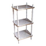 Solid turned wood and formica faux marble shelf to install wood 60s