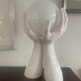 Lampe à main vintage en céramique blanche. France années 1970. Style Memphis