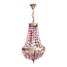 Lustre empire français en laiton avec panier en cristal montgolfier 4446
