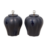 Pair of midnight blue ceramic lamps