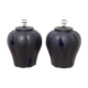 Pair of midnight blue ceramic lamps