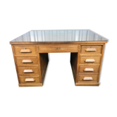 Bureau double à caissons en chêne massif 1950