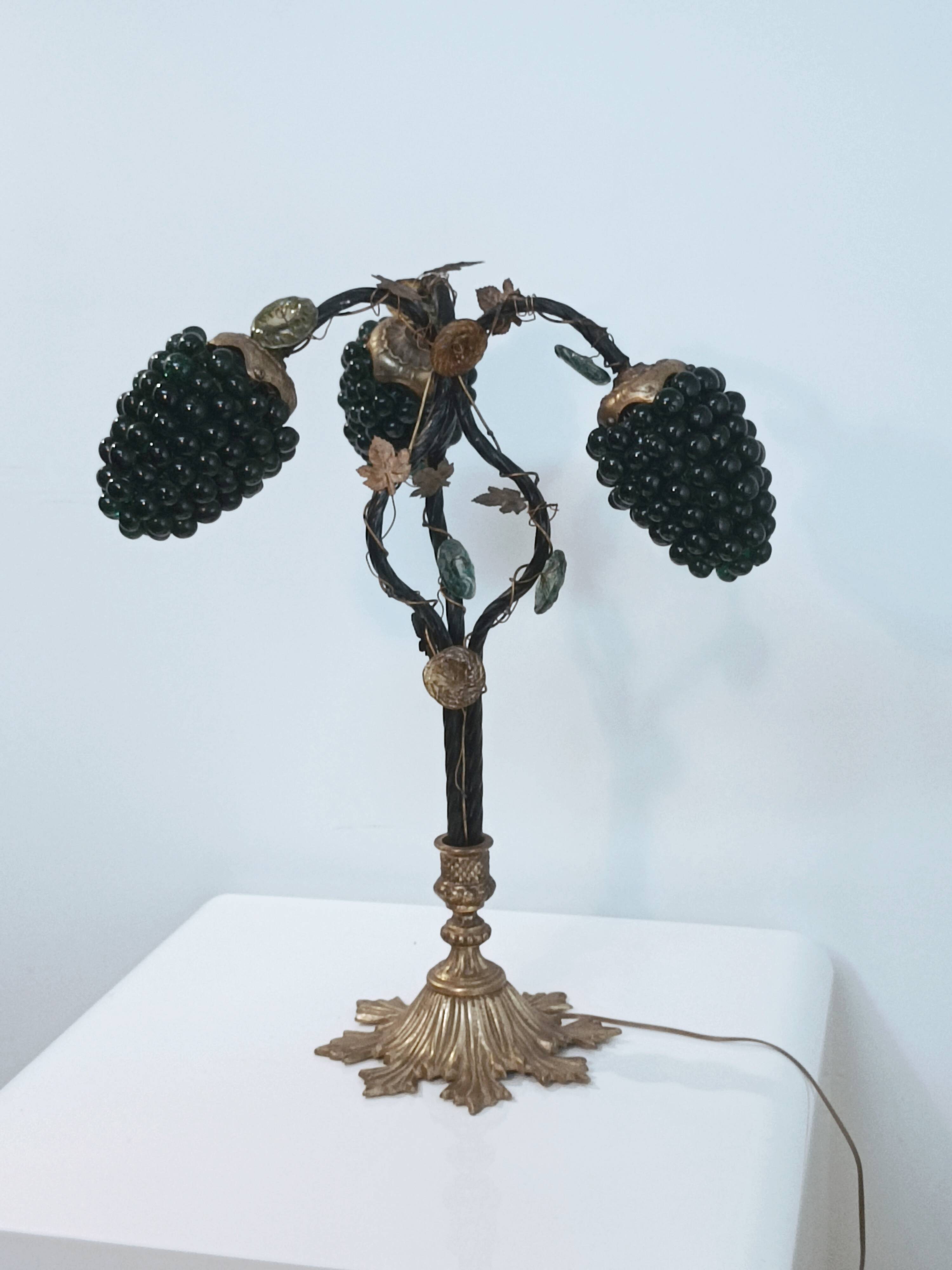 Lampe sculpturale Grappe de raisins verre de Murano 1960s