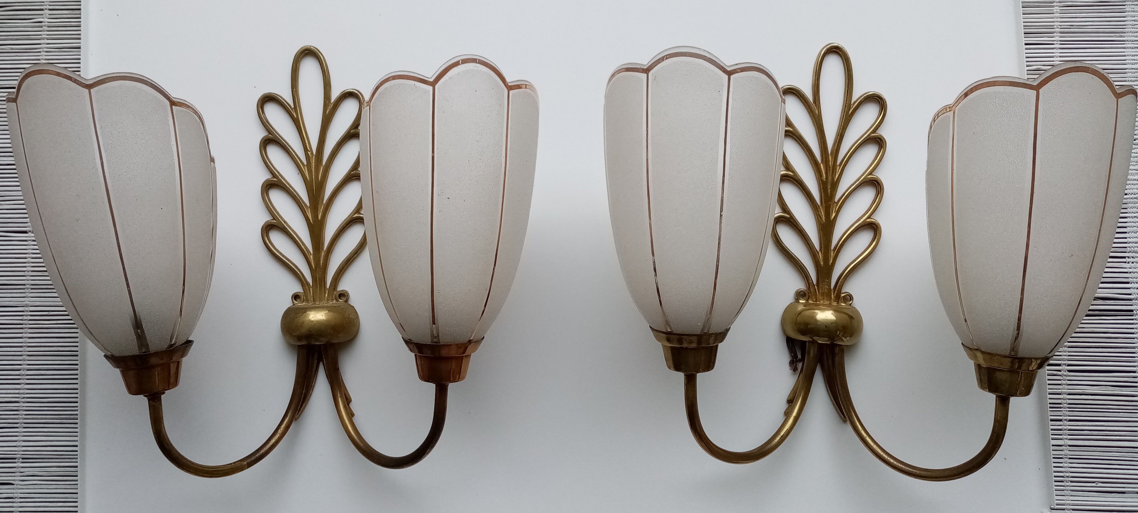 Two vintage double wall lamps