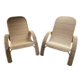 Paire de fauteuils en osier