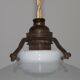 Vintage French Art Deco White Opaline Glass Pendant Light with Frilled Edge 5563