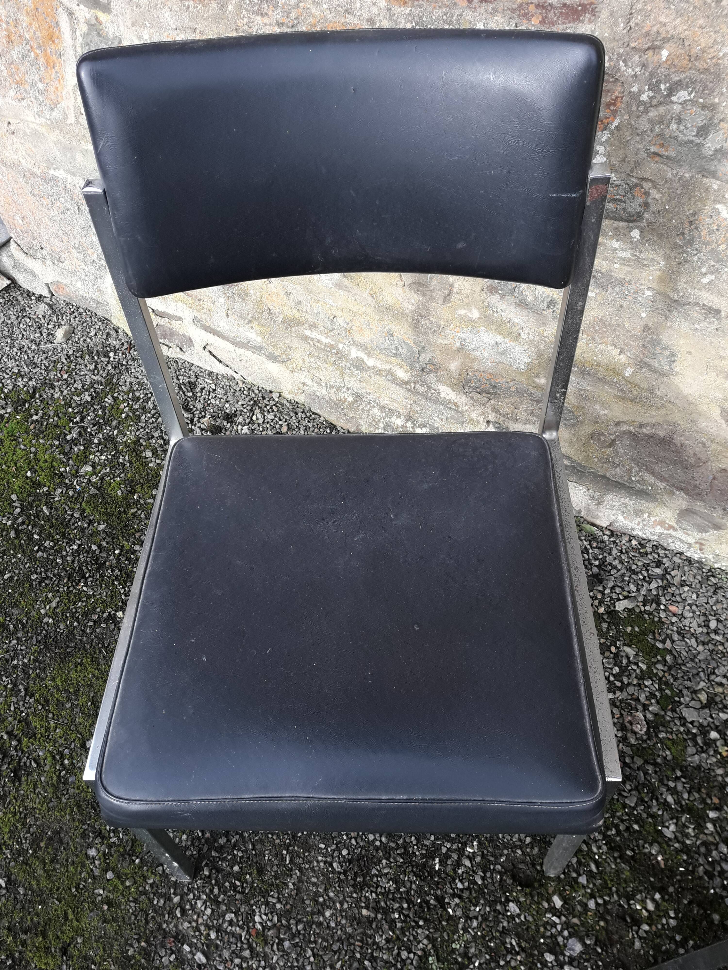 Pair of OEM Strafor 1960 leatherette chrome metal chairs