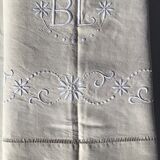 Drap 2 places BL lin neuf fleurs pastilles