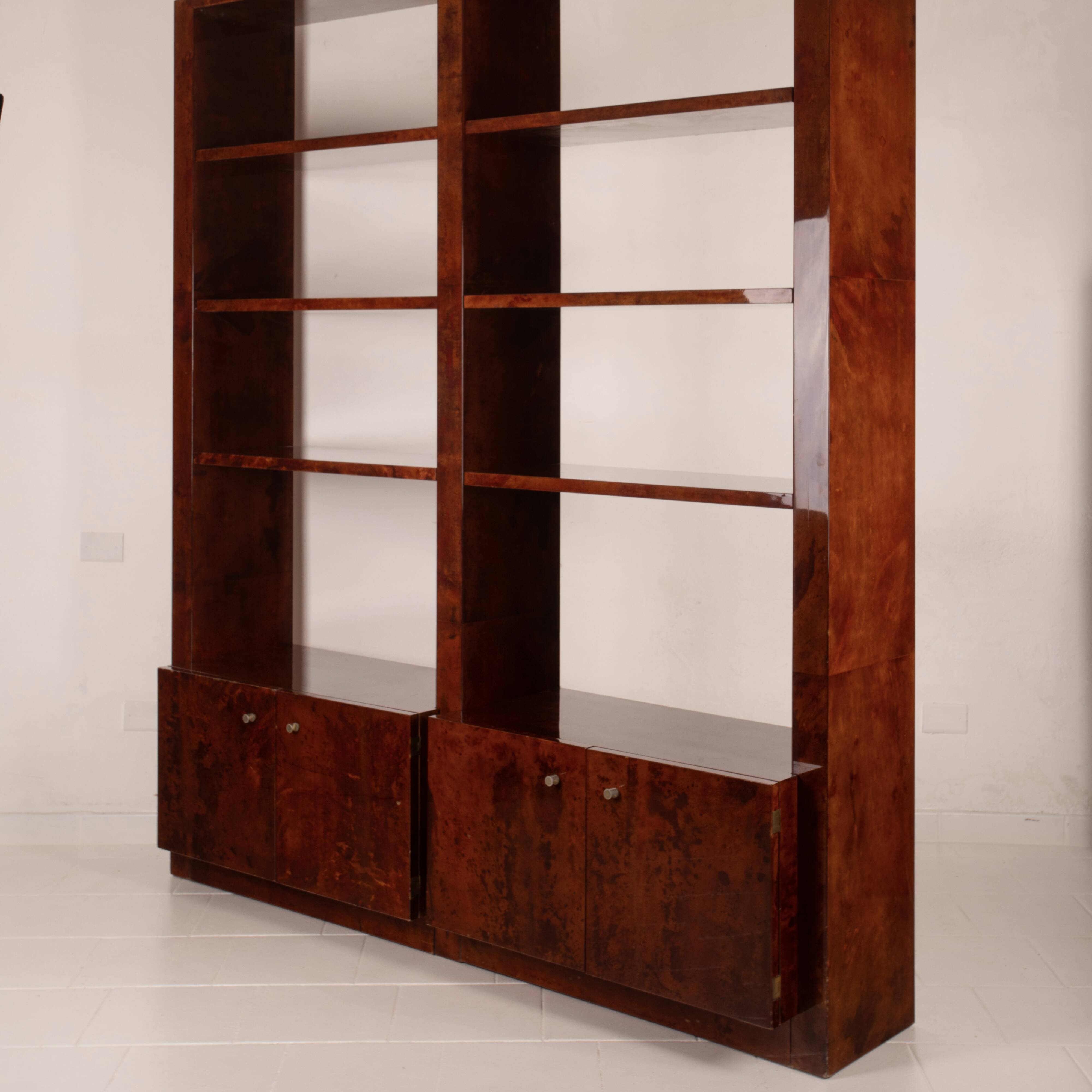 Parchment bookcase by Aldo Tura for Tura Milano 1960