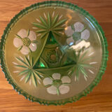 Art deco cut green crystal tripod cut