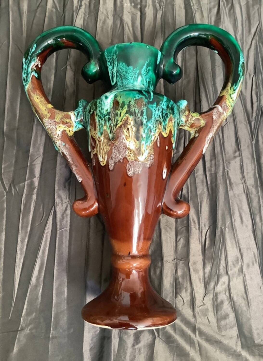 Vallauris Vase Vintage 2 handles Height 33 cm