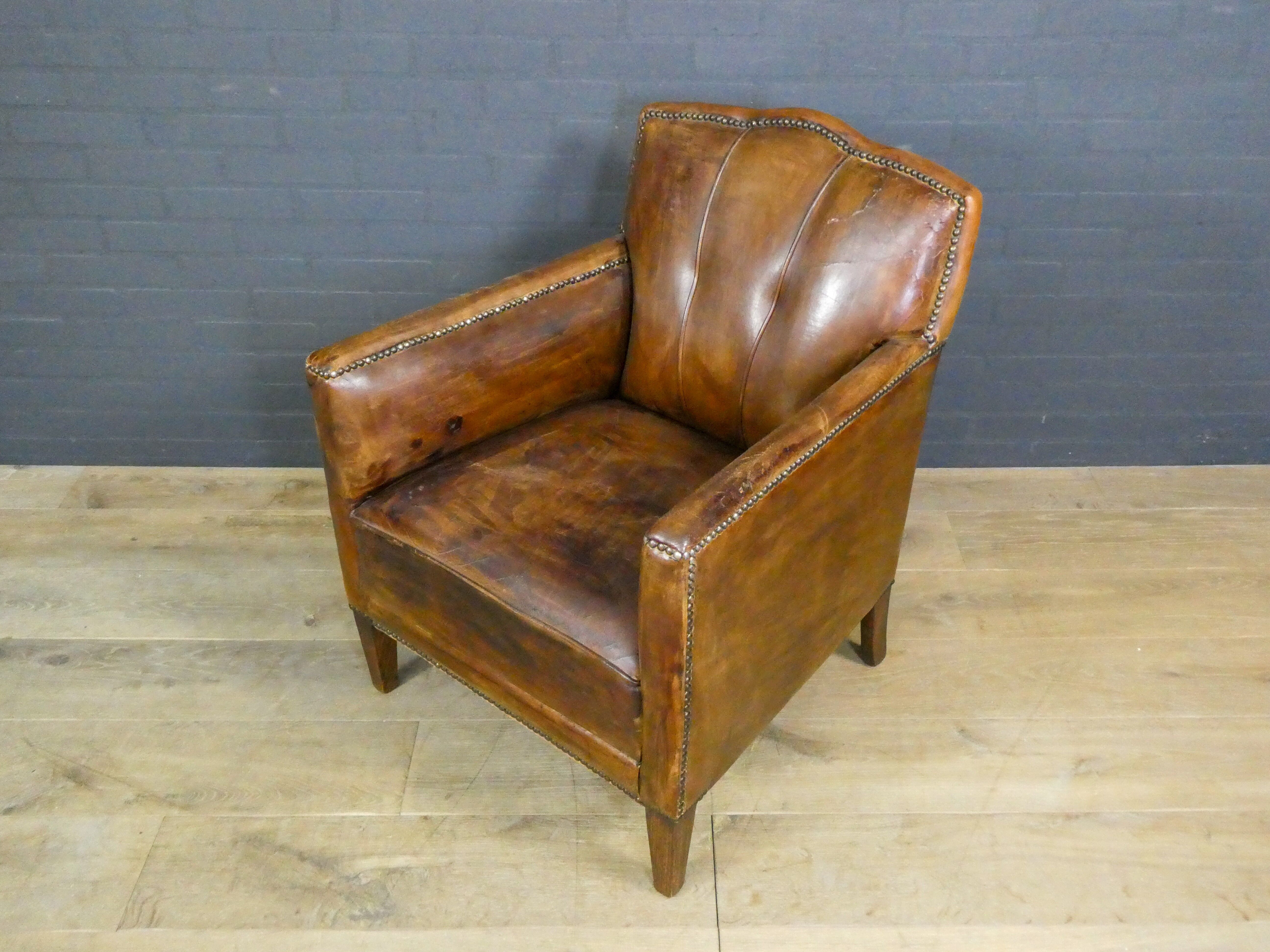 Vintage Art Deco Sheep Leather Armchair