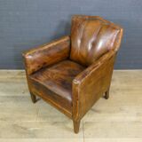 Vintage Art Deco Sheep Leather Armchair