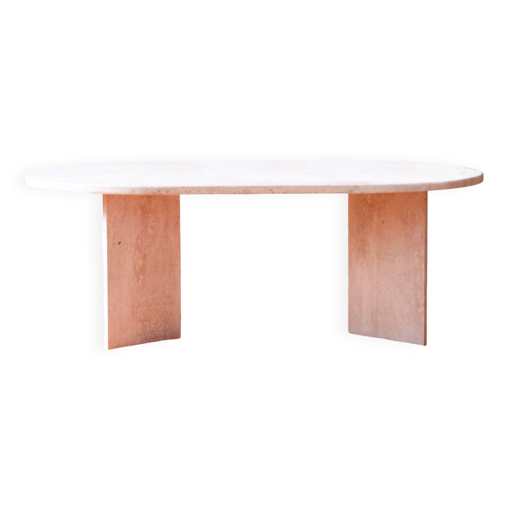 Oval travertine coffee table