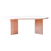 Oval coffee table in travertine