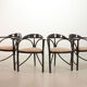 4 chaises de salle à manger triangulaires Thonet en bois laqué noir, modèle 87, années 1980