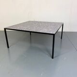 Mid-Century Modernist Rectangular Bleu Black Steel and Ceramic Coffee Table, 1960s