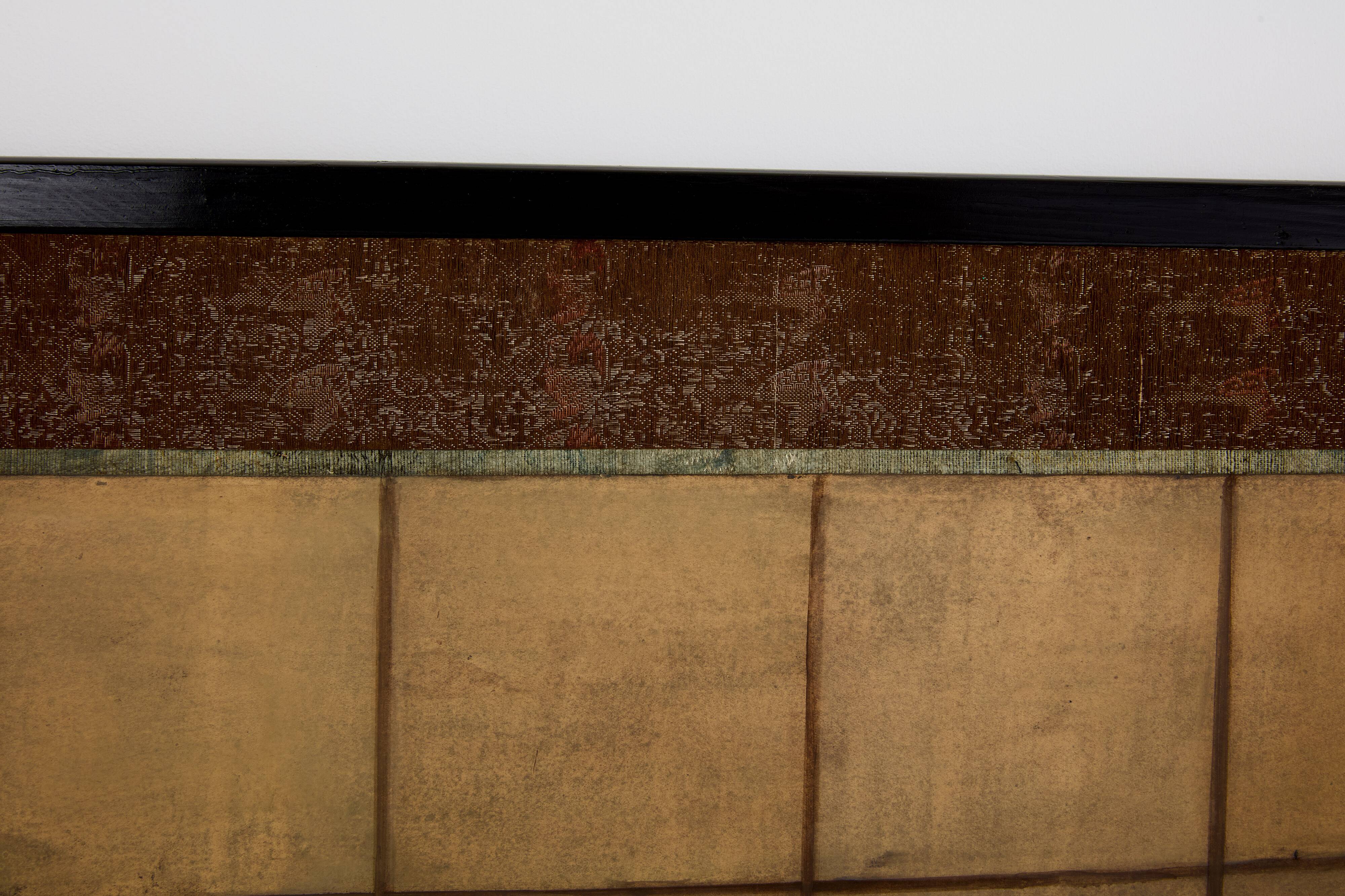 Japanese six-panel Byobu screen on paper, Edo period, 19th century