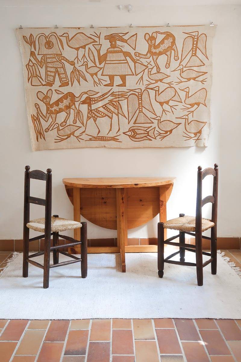 Pair of straw farm chairs