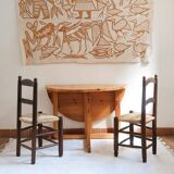 Pair of straw farm chairs