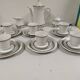 Coffee service for 6 people bavaria white and silver cup plate coffee maker milk pot sugar