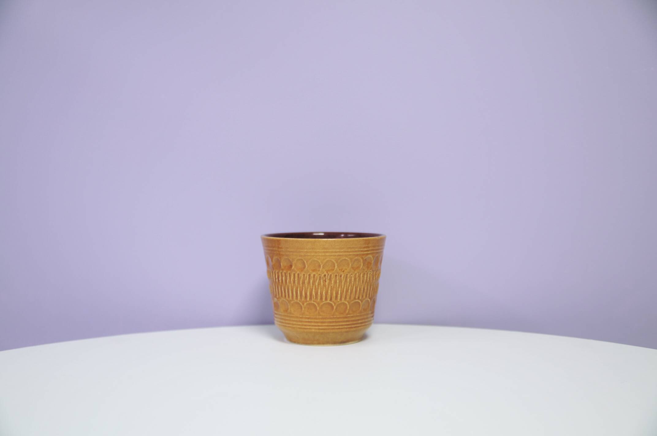 Cache-pot en céramique marron, Allemagne de l'Ouest