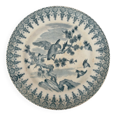 Flat plate iron earth Gien French earthenware eagle decoration - faience