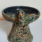 Pair of vintage Vanoise honey foam ceramic candlesticks