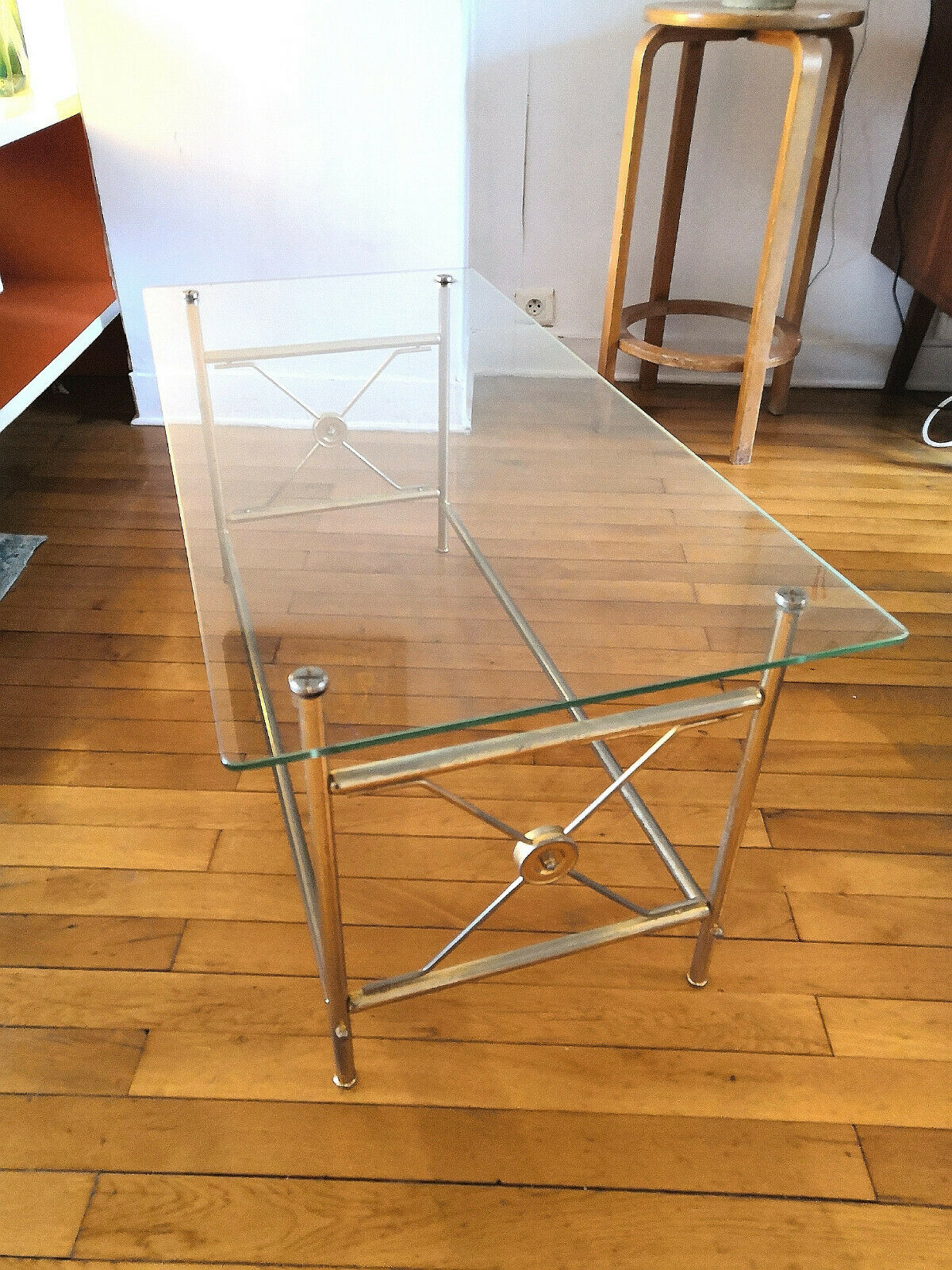 Coffee table 60/70 brass and glass