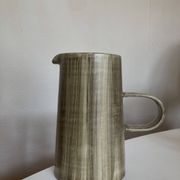 Vase, pichet de potier décor faux bois, 1970