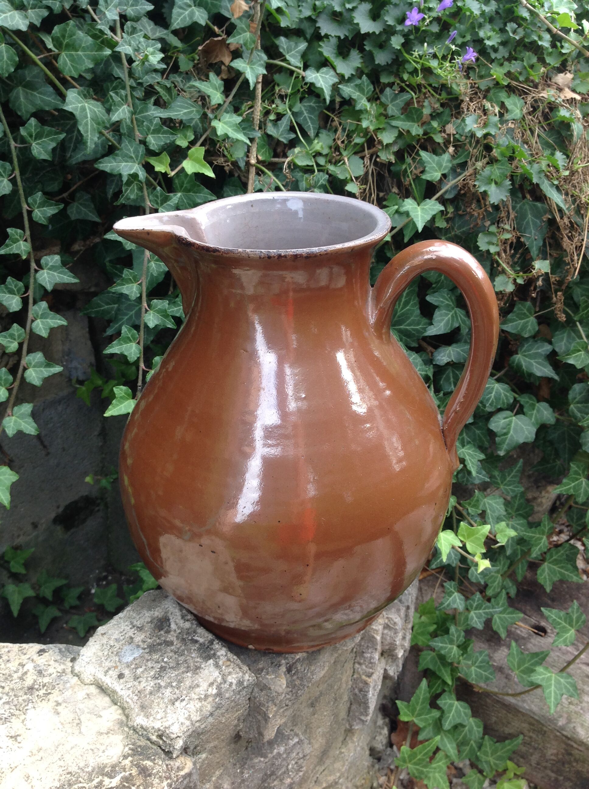 Pitcher brown glazed ceramic ball 60/70 years