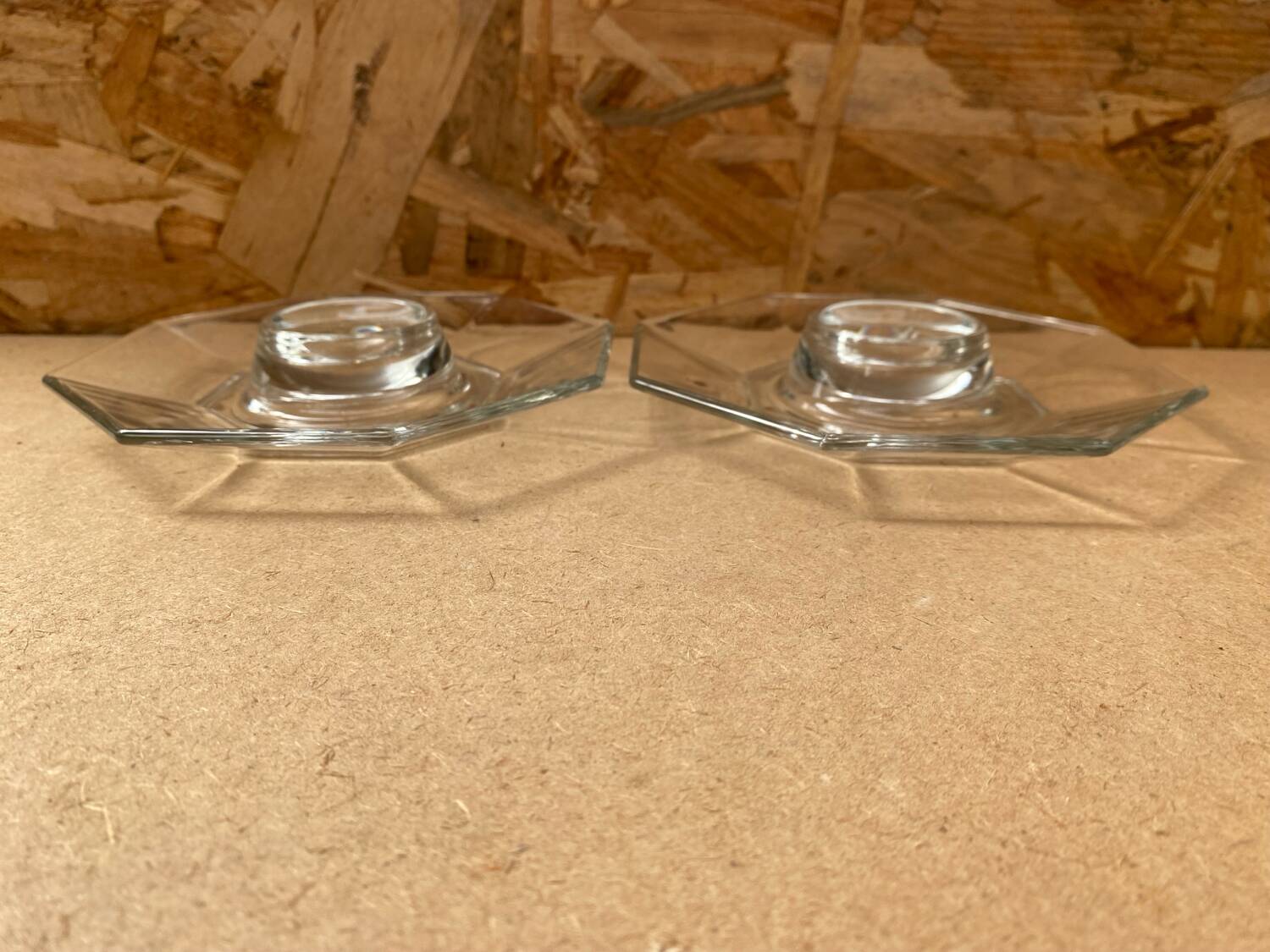 Pair Antique ARCOROC Octime Egg Cup Transparent Molded Glass Vintage #B478