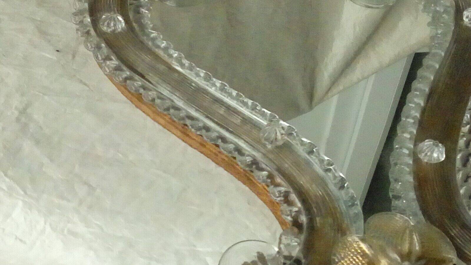 Venetian wall mirror in murano glass on wood 50s-60s