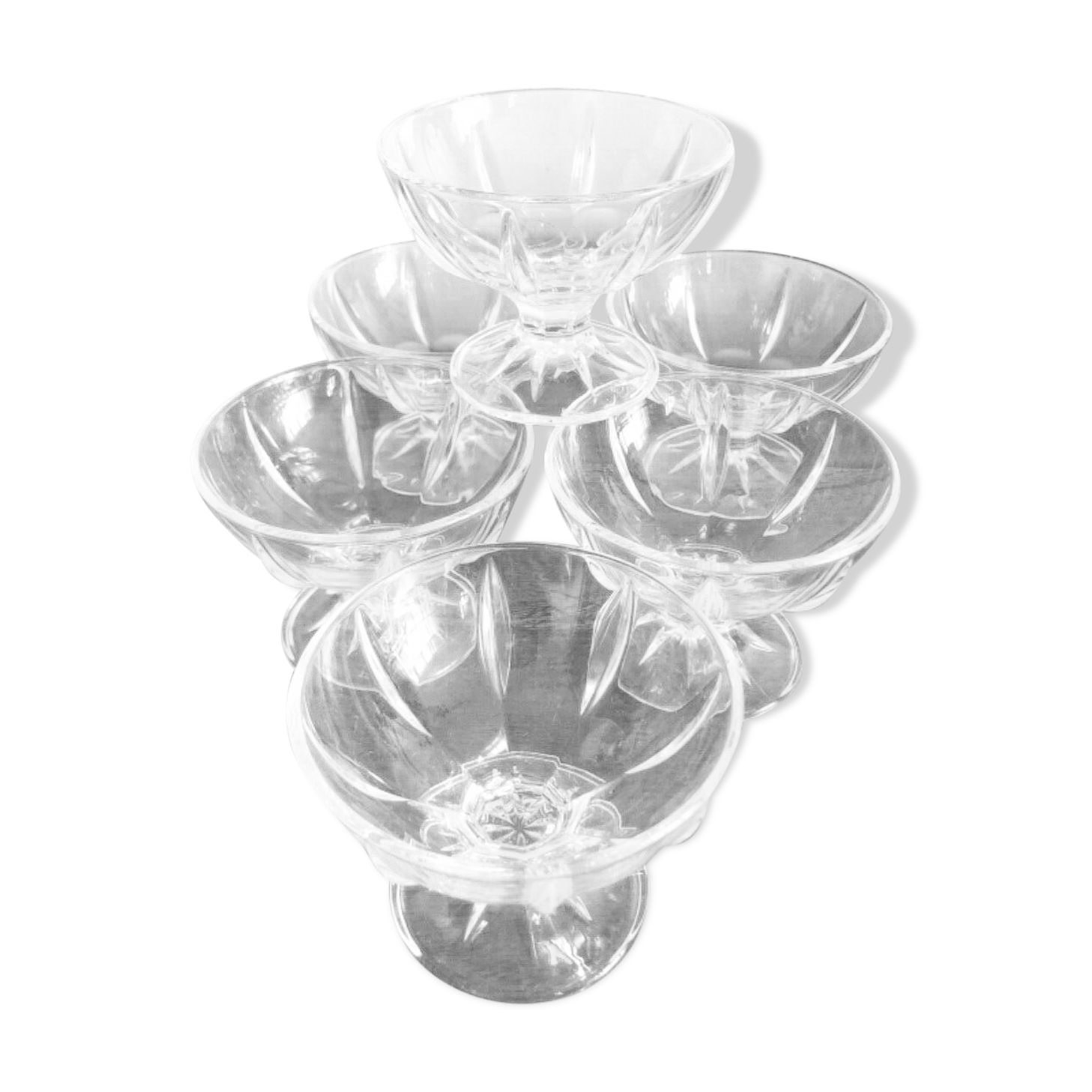 Lot of 6 glass cups Luminarc model Seychelles 1990s