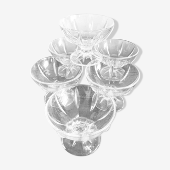 Lot de 6 coupes à glace en verre Luminarc modèle Seychelles années 1990