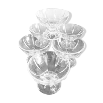 Lot de 6 coupes à glace en verre Luminarc modèle Seychelles années 1990
